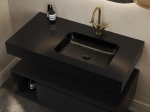 Plan vasque avec lavabo intégré au angle arrondi, L. 60 à 200 cm x l. 40 à 60 cm, résine minérale ACRYSTONE® de couleurs, Finition lisse, Livraison Offerte et Rapide.